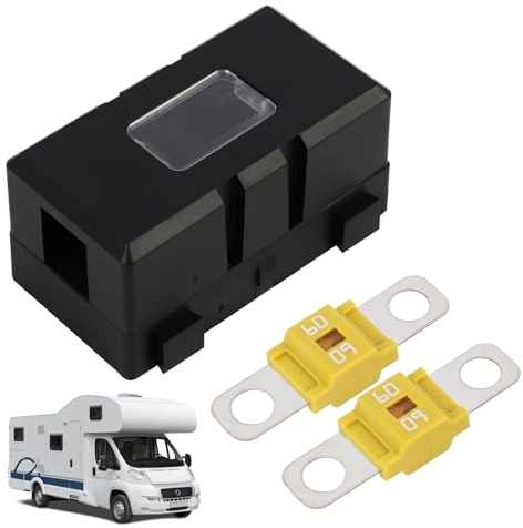 60A Porte-fusible ANS pour Véhicules avec 2 Fusibles Midi à Vis, Porte Fusible Voiture, Protection à Courant pour Autos, Camions, Engins de Chantier, Machines Agricoles, Bus et Caravanes (60A)