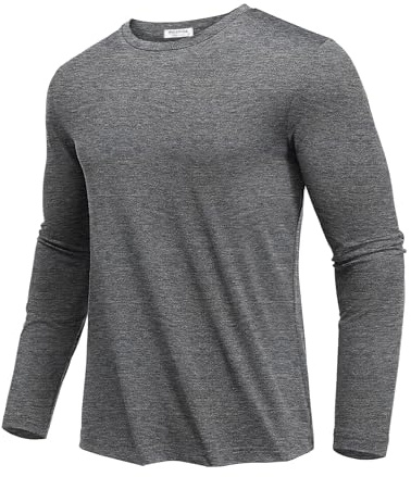 PINSPARK T-Shirt De Sport À Manches Longues pour Homme Protection Solaire UPF 50+ Séchage Rapide Haute Col Rond Course À Pied Fitness Randonnée Activités