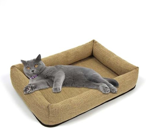 Waigg Kii Camas para gatos de interior duraderas para gatos, cama rectangular para gatos, cama ortopédica para mascotas, sofá antideslizante (40 x 60 cm, marrón)