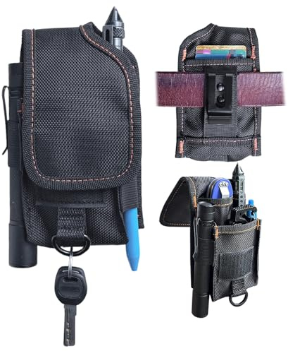 Multitool Holster Sheath with Clip, Small Multi-Pocket Belt Holster Compatible with Leatherman Wave+ Signal Folding Tool,Utility Tactical Pouch for Camping Hiking, EDC Pouch Organizer Holder for Men