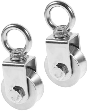 Gadpiparty 2pcs Stainless Steel Silent Pulley Wheels Heavy-duty Cable Pulley for Rope Systems and Barn Track Lifting with Hoop Noise-reducing Rollers