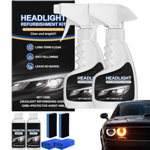 Diminishty Headlight Cleaner, Supani Headlight Restoration Fluid Kit, Q4 Headlight Restoration Polish, Automotive Headlamp Restoration Fluid Kit for All Vehicle Types (2)