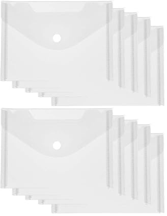 A6 Kunststoff-Brieftasche, 10 Stück, Kunststoffhüllen, Dokumentenmappen, kleine transparente Dokumentenmappen mit Druckknopf, wasserdicht, transparent, für Schule, Büro, Hausaufgaben, Reisen