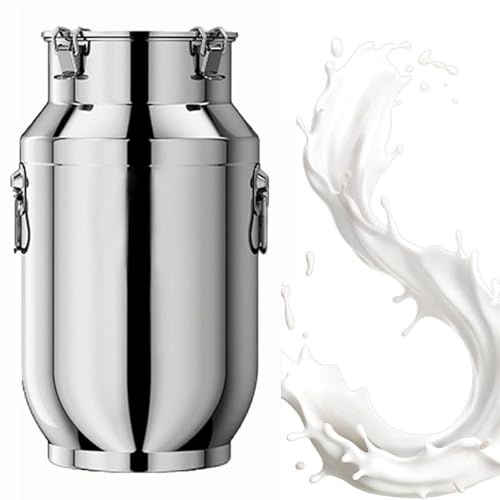 aliooila Pot a Lait Inox 5 Litres 304, Bidon De Lait Inox De Transport De Lait De Ferme Bidon De Baratte,capacity-20L