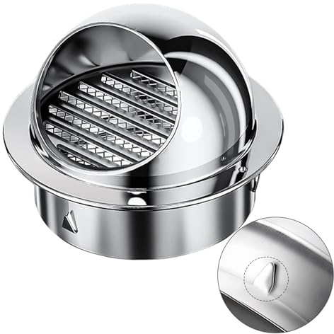 Ø50mm/100mm/200mm Wetterschutzgitter Außen, Lüftungsgitter Rund, Abluftgitter Edelstahl, Belüftungsgitter Silber Mit Vogelschutzgitter, für Außenwände HVAC-Lüftungsöffnungen(150mm/5.9″)