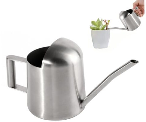 Monetais Mini annaffiatoio per Bambini da 300 ml in Acciaio Inossidabile Piccolo annaffiatoio con beccuccio Lungo Bonsai Stile Semplice per Piante da Interno ed Esterno Argento Bambini