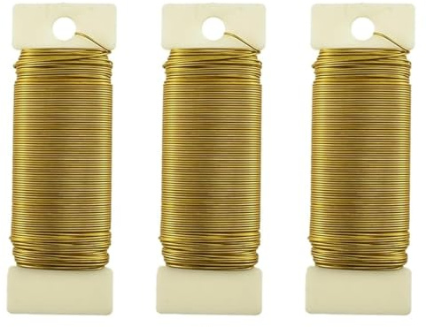 LUDHEP 3 Rollos Alambre Manualidades Fino, Alambre de Ganchillo para Joyería, Ligeramente Flexible, Alambre Floral para pulseras, bisutería, DIY, arreglos florales, ramos y modelado, 0,35 mm x 50 m