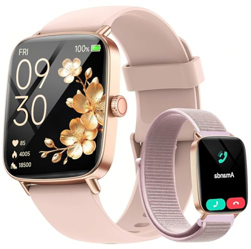 Fitpolo Smartwatch Damen mit Telefonfunktion, 1,85 Smart Watch, Fitnessuhr mit Herzfrequenz SpO2 Schlafmonitor Schrittzähler, 100+ Sportmodi Sportuhr IP68 Wasserdicht Uhren Damen für iOS Android