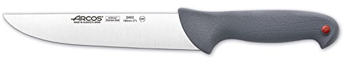 Arcos Serie Colour Prof - Caja 6 uds Cuchillo Carnicero - Hoja de Acero Inoxidable NITRUM de 180 mm - Mango de Polipropileno recubierto de Elastómero Color gris (6 UDS)