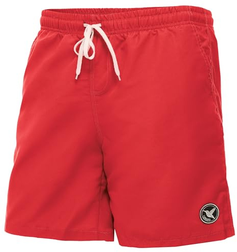Ladeheid Bañador Hombre, Short de Natación con Secado Rápido, Forro de Malla Interior, Pantalón Corto con Bolsillos Laterales y Traseros, Cintura Elástica Ajustable LA40-129 (Rojo, M)