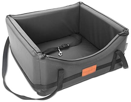Mayaadi-Home Hundeautositz Kunstleder Hundesitz Hundebett Autokörbchen Autositz Hundesitz Hundedecke Hundekorb Transportbox Pako für Rückbank Vordersitz Dunkelgrau L (65 x 55 cm)