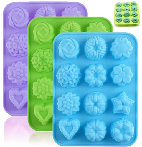 LEZED kakmuffins månkaka silikonformer, silikon blomma tvålform, kex choklad bakform, blomformade kakformar för gör-det-själv bakning handgjord 2-pack slumpmässig färg