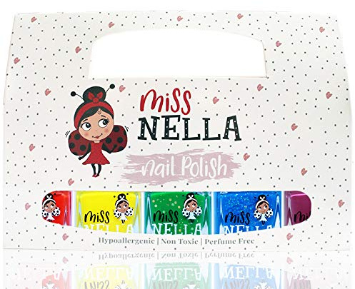 Miss Nella RAINBOW 5 Varnish set- Set von 5 Miss Nella Nagel Lack auf Wasserbasis, Schäl- und geruchsneutral. Unser Nagellack ist sicher und macht Spaß!