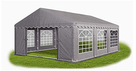 Das Company Tenda per Feste grigio 4x6m Impermeabile 240 g/m2 PE Telone Costruzione Summer Plus sul Fondo e Rinforzi Tetto