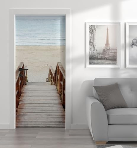 MyMaxxi Türtapete selbstklebend - Einteilige Türfolie 90x200 cm - Motiv: Treppe zum Strand Türklebefolie zum verschönern & bekleben der Tür - Türaufkleber aus Klebefolie