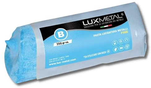 Lux Metal Pasta Abrasiva Lucidante Blu Fine 350 gr Lucidatura Acciaio Inox Cera Per Lucidare Metalli A Specchio Alluminio Lucida Ferro Polish Cromature Legno Solida Ottone Rame Marmo Plastica Argento