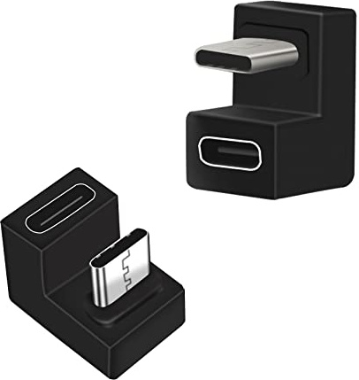 Seminer Adaptador USB C en Angulo de 180 Grados (Paquete de 2), Adaptador USB C 3.1 Macho a Hembra en Forma de U, Adaptador en Angulo Tipo C Compatible con MacBook, Teléfono USB-C
