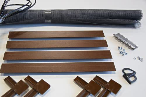 Fliegengitter Fenster, für Rolladen, Farbe Nuss-Schwarz, Insektenschutz | 120 x 200cm, mit Kämpfer & 15mm Winkel