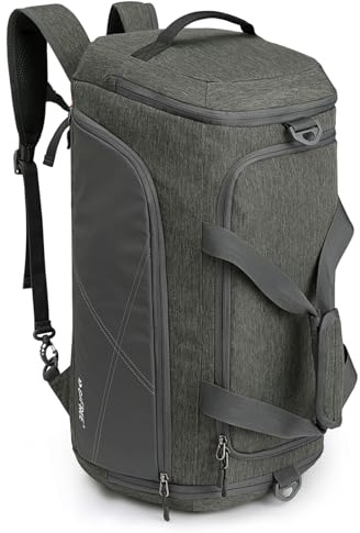 G4Free 45L / 60L 3-vägs reseryggsäck stor bagage gymväska med våtfack och skofack för resor, simning, yoga, vandring, camping, Grå, 45L, Sportig
