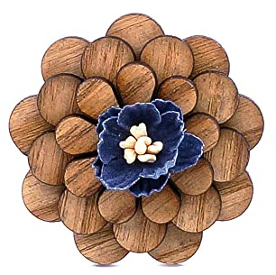 GIVBRO Broche en bois en forme de fleur pour homme - Boutonnière pour costume de mariage, smoking, veste, pull