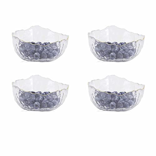 Eden & Willow E&W Wavy Gold Edge Glass Serving Bowls, Dishes for Salad, Fruits and Desserts (4, Small)