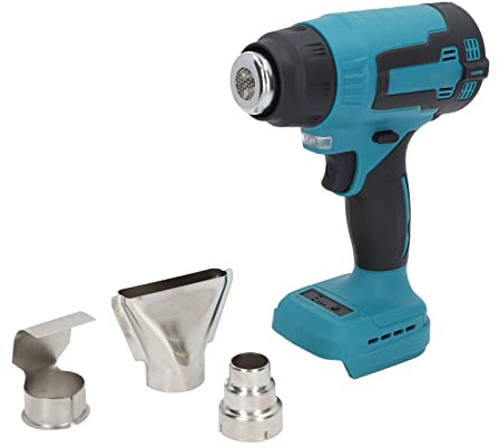 Pistola de Aire Caliente Inalámbrica Portátil de 18 V Calor Temperatura de 2 Niveles 380 ℃ Mecanismo de Seguridad Doble Máximo Manos Libres con Boquilla Difusora de Aire del Concentrador Reflector