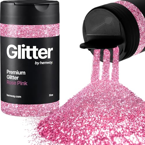 Hemway Rose Pink Glitter Shaker, 130g Fine Glitter, Crafts 1/64 | for Resin & Epoxy Crafts for Decorating, Halloween, Christmas, Nail, Face, Art