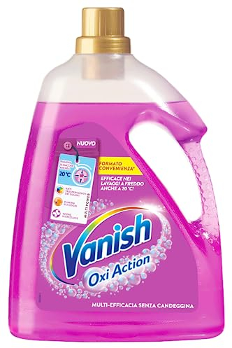 Vanish Oxi Action Multipower Gel Rosa, Additivo Lavatrice Multiazione senza Candeggina, Smacchiatore per Capi Colorati, 1 Confezione da 2.250 L di Smacchiatore per Bucato