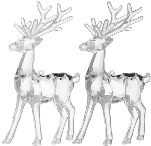 MAGICLULU 2 Stück Acryl-Rentier-Hirschfigur Stehende Rentier-Ornamente Rentier-Skulptur Für Den Weihnachtlichen Tischaufsatz