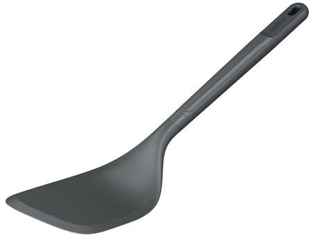 Zyliss Spatule Coudée en Paille de Blé/Nylon Durable, Spatule Pour la Cuisine, Antiadhésive, Tête en Silicone Résistante à la Chaleur, Gris béluga, 29,5 cm x 6 cm, Passe au Lave-Vaisselle