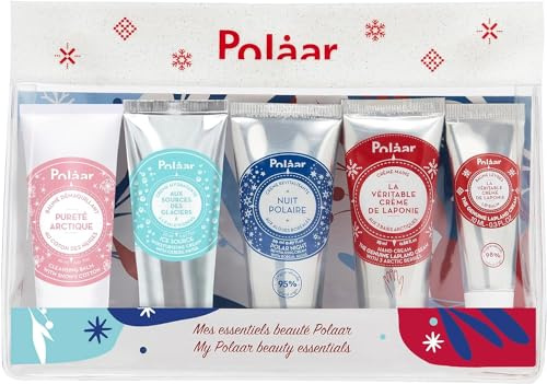 Polåar - Trousse Découverte formats voyage - Baume Démaquillant 20 ml + Crème Hydratante 20ml + Crème Nuit Revitalisante 15 ml + Crème Mains 25 ml + Baume Lèvres 10 ml - Naturel, Made in France