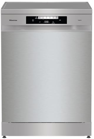 Hisense 14 Place Settings Freestanding Standard Dishwasher, Stainless steel - D Rated, HS642D90XUK, 597 x 599 x 845 mm (L x W x H)