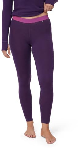 DANISH ENDURANCE Merino Thermo Leggings Damen, Premium Funktionsunterwäsche, Skiunterwäsche, Merino Unterwäsche, Atmungsaktiv, Lila, XL