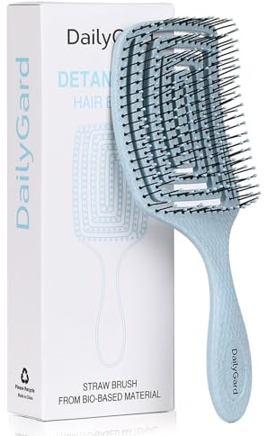 Detangling Brush, Dry and Wet Vented Detangler Hair Brush for Women and Men, Professional Paddle Curved Styling Hairbrush for Straight/Curly/Thick/Long/Wavy/Damaged Hair, Blue