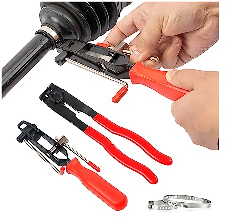 JNNJ 2 Pieces CV Joint Ear Clamp Banding Boot Clamp Tool, CV Joint Boot Pliers and Swivel Flat Band Hose Pliers Assortment Kit, Portable Car CV Joint Boot Clamp Ear Pliers, For Most Cars Trucks