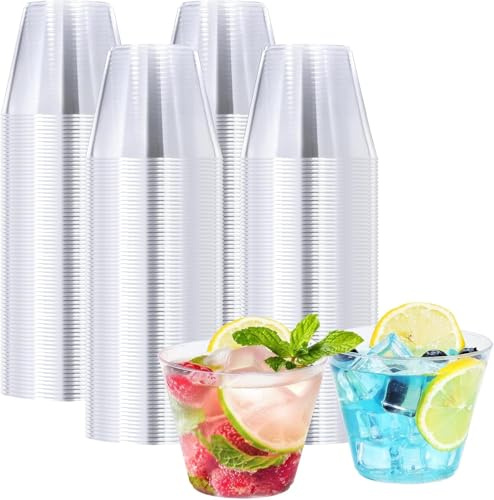 BYSNOW 100 Pack 9 oz Clear Plastic Cups, Disposable Plastic Cocktail Cups