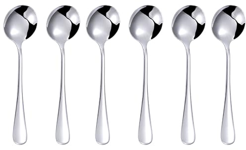 Ice Cream Spoon, 6 Pcs 7.5 Inch Stainless Steel Round Coffee Spoon Dessert Tea Spoons with Long Handle (round)