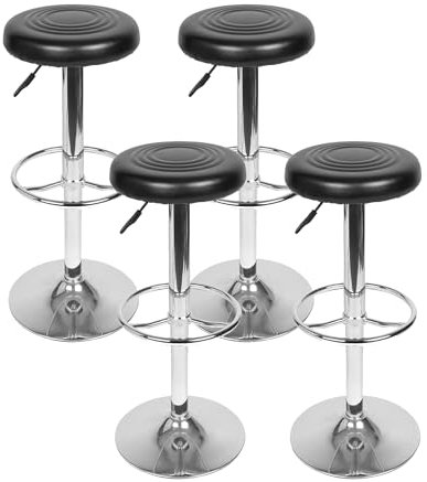 Mingone Barhocker 4er Set Barstuhl Hocker mit Gepolsterte Sitzfläche Arbeitshocker 360° Drehbar Bürohocker Verstellbarer Sitzhocker für Bar Bistro Café Küche, Schwarz