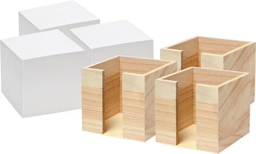 VBS Zettelbox mit Notizklotz 9x9x9cm Zettelklotz, Halter, Papier-Organizer, Aufbewahrung, Notizzetteln, Ablagebox, Schreibtischzubehör, Zettelhalter, Bürobedarf Notizklotz, 9 x 9 cm, Weiß, 3er-Pack