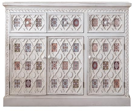LICONG-2020 Seitenschrank Vintage Esszimmer-Sideboard, Massivholz-Eingangsschrank for Küche, Wohnzimmer, Flur, Büro, Aufbewahrungsschrank Eckschrank(A2619)