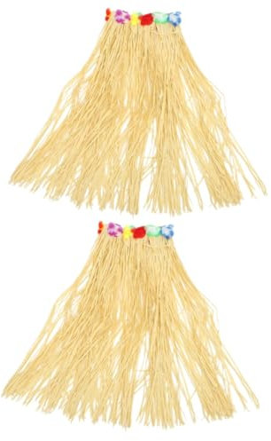 SOIMISS 2stücke Hawaii Raffia Rock Für Damen Verstellbarer Kostümrock Mit Bunten Blumen Für Strandpartys Luau Veranstaltungen Und Halloween Feiern