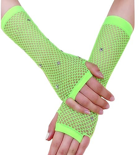 zuousxbs Guantes de Rejilla Guantes de Baile para Club Nocturno Accesorio de Fiesta Guantes de Rejilla de Medio Dedo Guantes de muñeca Huecos