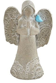 Mud Pie Kleiner Gartenengel aus Beton, 20,3 x 14,9 cm
