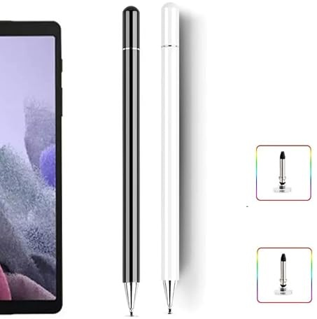 Stylus-Stift für Samsung Galaxy Tab A9/A8/A7/A6 Serie, hohe Empfindlichkeit und Präzision, kapazitiver Stylus-Stift für alle Touch-Geräte, gut zum Zeichnen und Schreiben von Skizzen (Schwarz + Weiß),