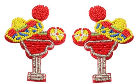 COSMEVIVI Beaded Wine Glass Drop Dangle Earrings for Women Vintage Fashion Accessory Woven Beads