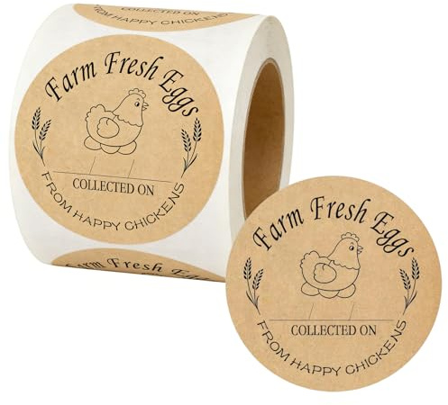 500 Pcs Kraft Farm Eggs Laid On Stickers 2 inch Farm Eggs Collected Date Stickers Coop Handling Instructions Labels Egg Carton Eggs Sell