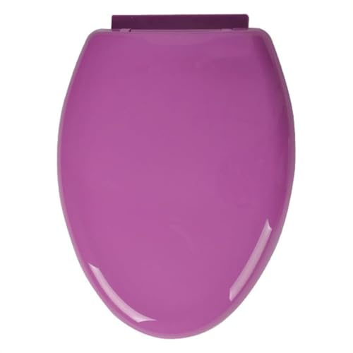 Generisch WC-Sitz mit Absenkautomatik, universelle ovale/V-förmige WC-Sitze, verdickter WC-Deckel, kompatibler WC-Sitz mit Absenkautomatik und verstellbarem Scharnier, Oben montiert, lila