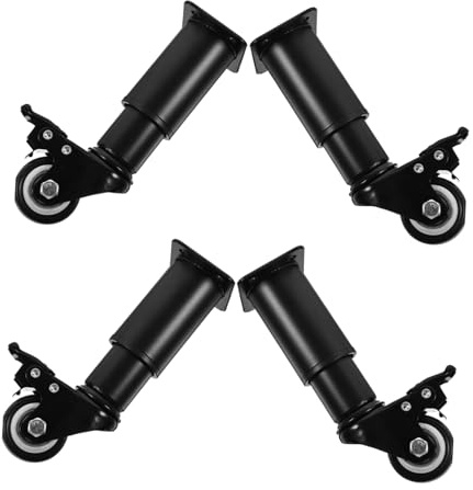 Tofficu 4pcs Adjustable Furniture Legs with Swivel Caster Wheel Black