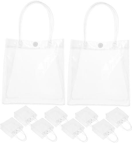 YOSADIER 10stücke Pack Transparente Kunststoff-tragetaschen Mit Druckknopf Und Griffen Wiederverwendbare Geschenktüten Für Hochzeiten Geburtstage Partys Und Einkäufe