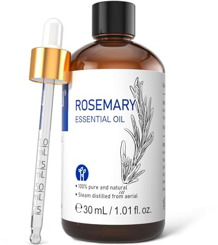 HIQILI Rosmarinöl für Haarpflege, Hautpflege & Aromatherapie | Für ein herrlich frisches Dufterlebnis im Diffuser und zum Mischen in DIY-Duftkerzen und Sprays —30 ml / 1.01 fl oz